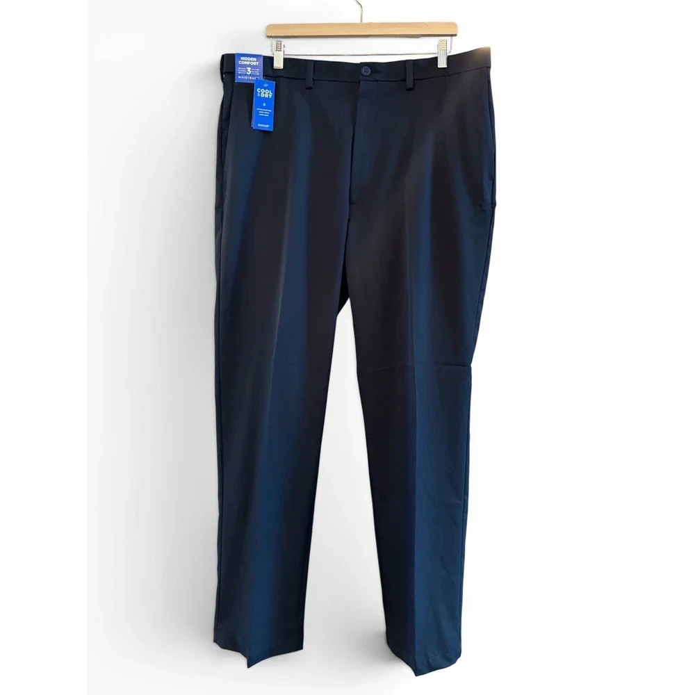Men's NWT‎ Haggar Cool Right Black Performance Classic Fit Dress Pants 40W X 34L